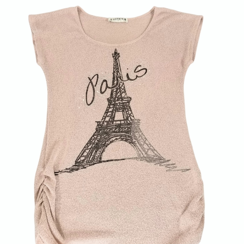 Agenda Women Thread Shirt Eiffel Tower Paris Melon